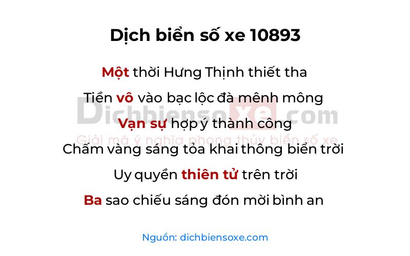Dịch thơ biển số 10893