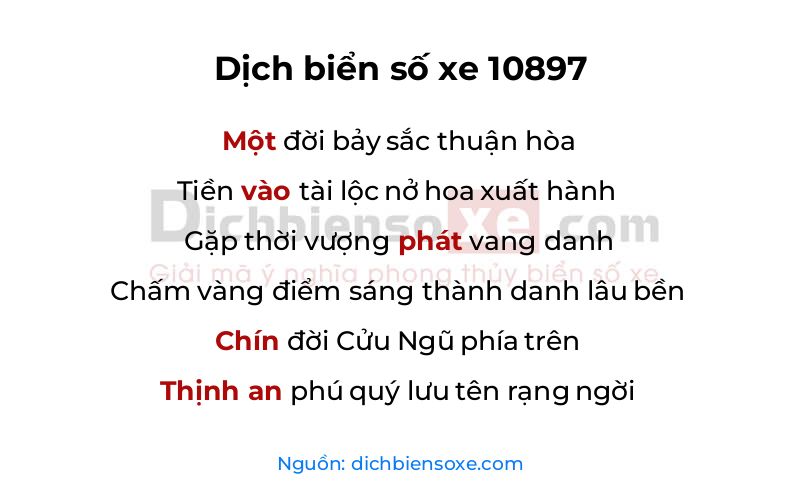 Dịch thơ biển số 10897