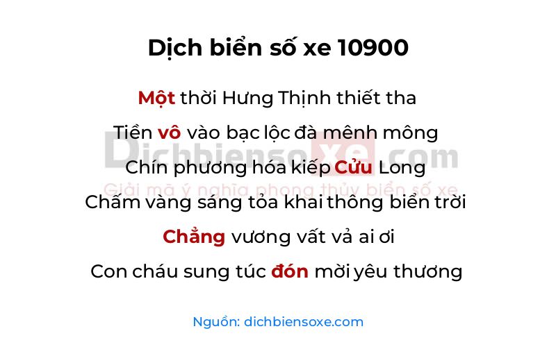Dịch thơ biển số 10900