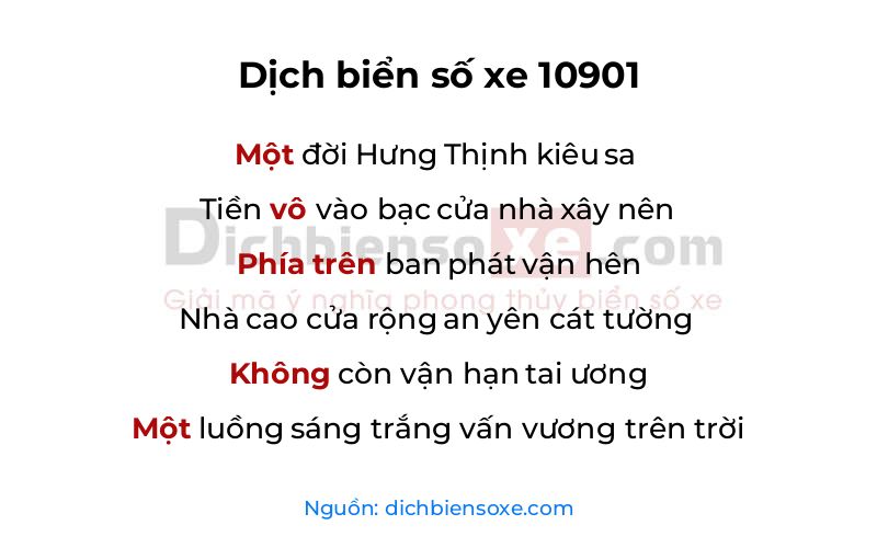 Dịch thơ biển số 10901