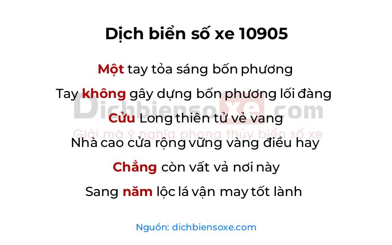 Dịch thơ biển số 10905