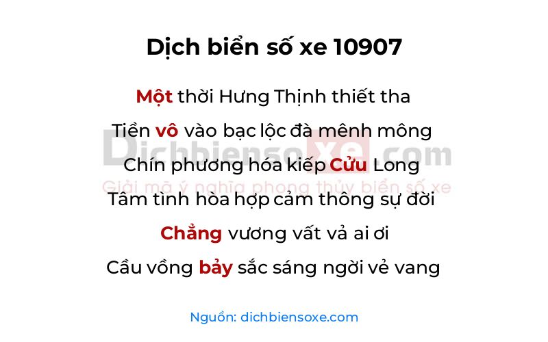 Dịch thơ biển số 10907