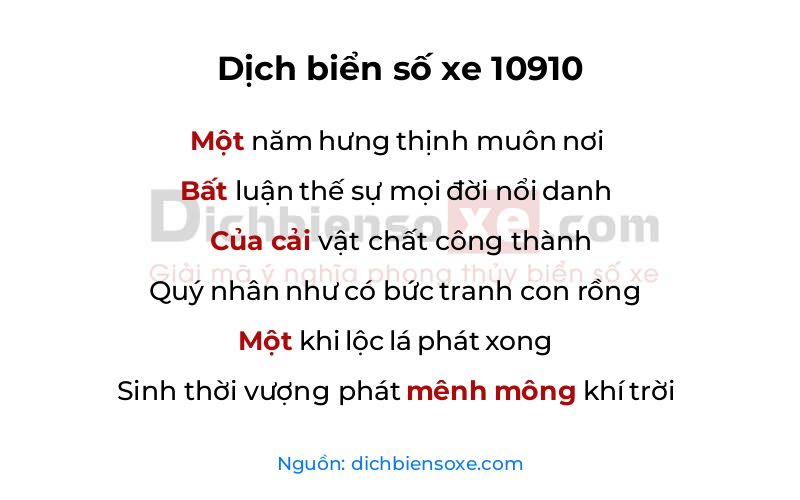 Dịch thơ biển số 10910