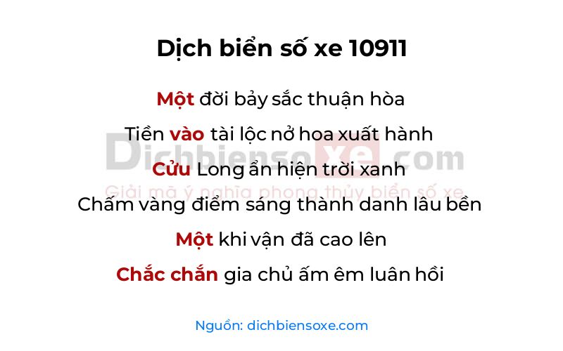 Dịch thơ biển số 10911