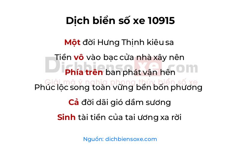 Dịch thơ biển số 10915