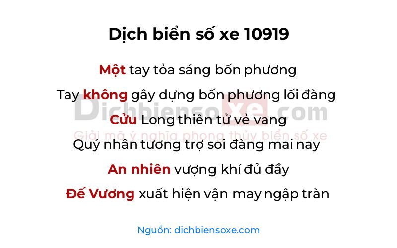 Dịch thơ biển số 10919