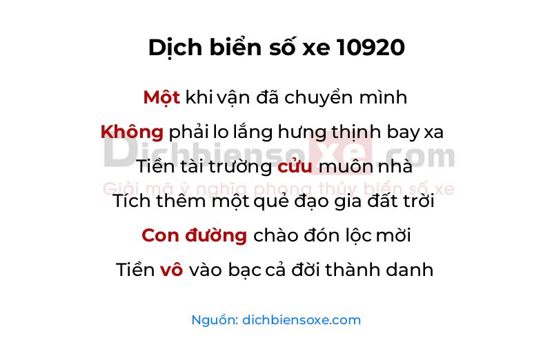 Dịch thơ biển số 10920