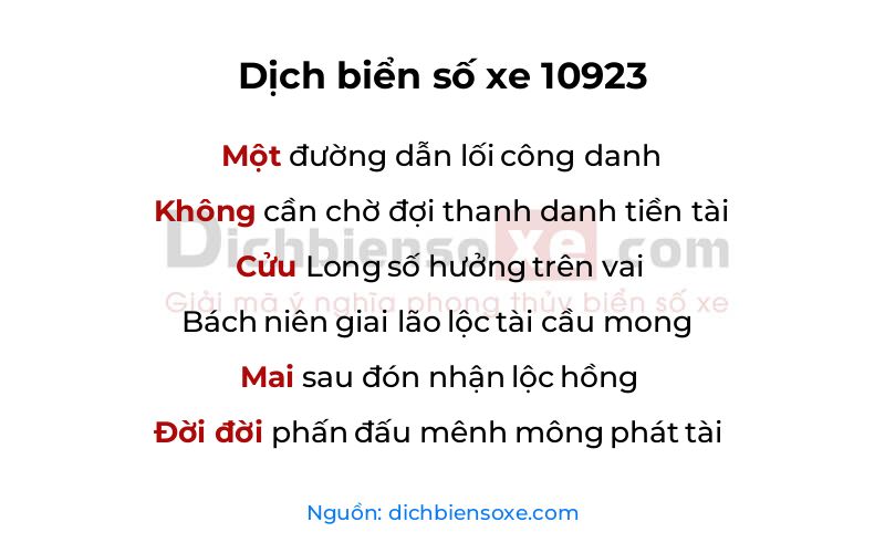 Dịch thơ biển số 10923