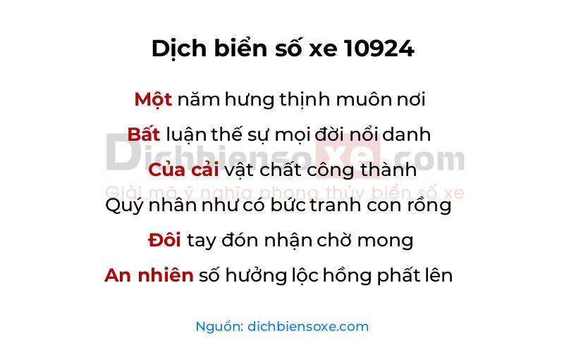 Dịch thơ biển số 10924