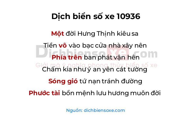 Dịch thơ biển số 10936