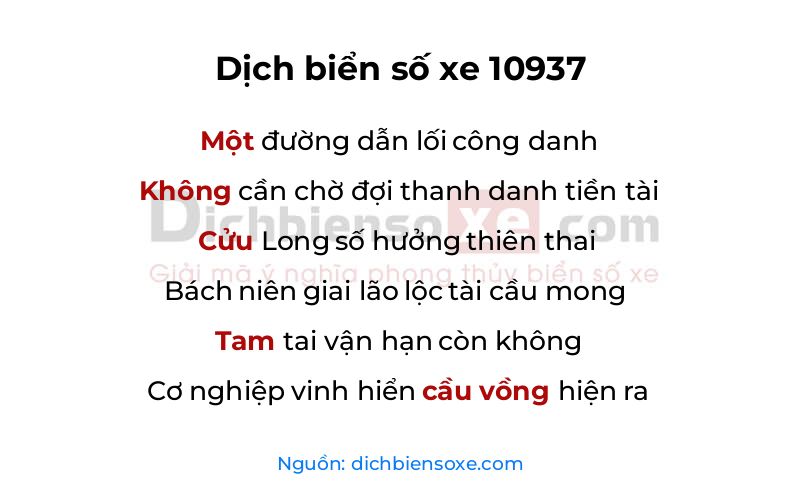 Dịch thơ biển số 10937