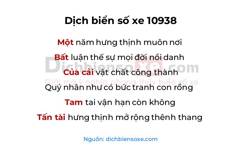 Dịch thơ biển số 10938