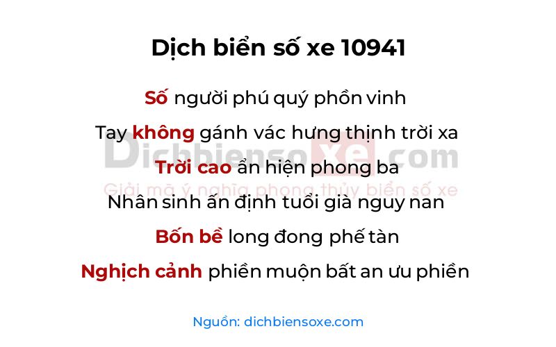 Dịch thơ biển số 10941