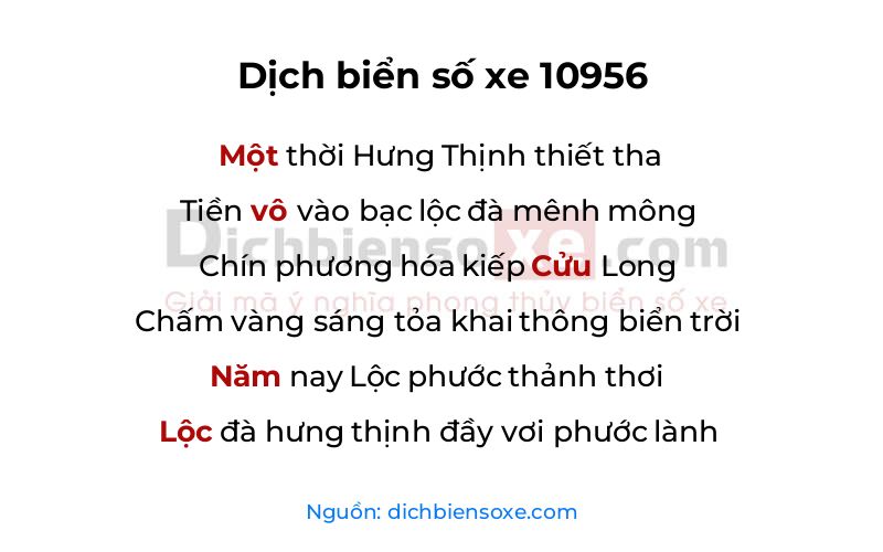 Dịch thơ biển số 10956