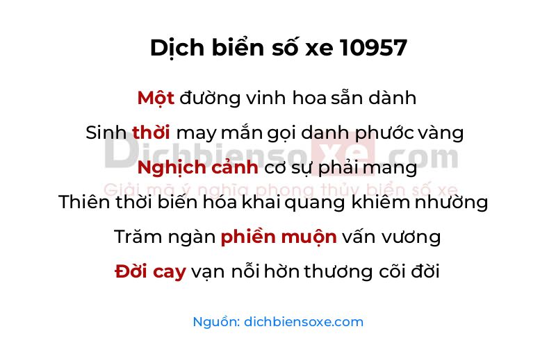 Dịch thơ biển số 10957