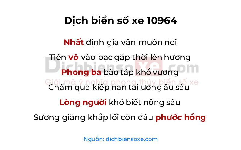 Dịch thơ biển số 10964