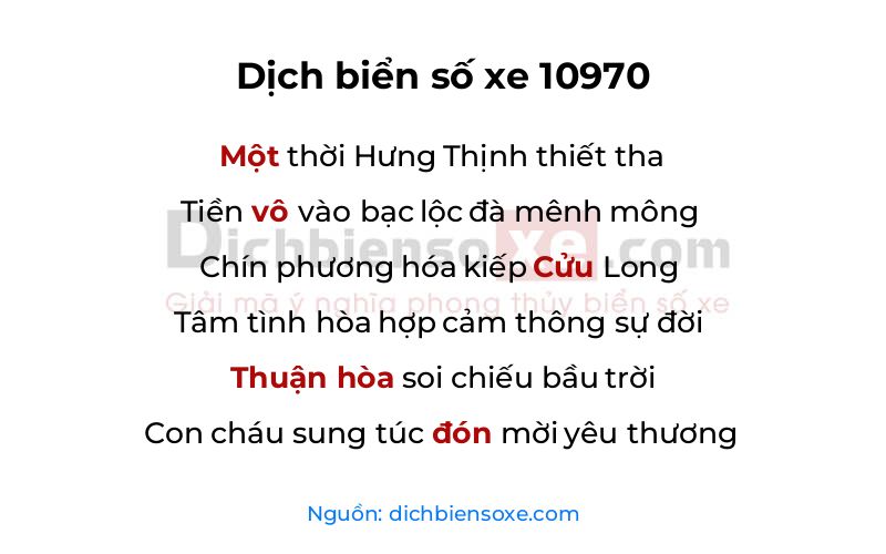 Dịch thơ biển số 10970