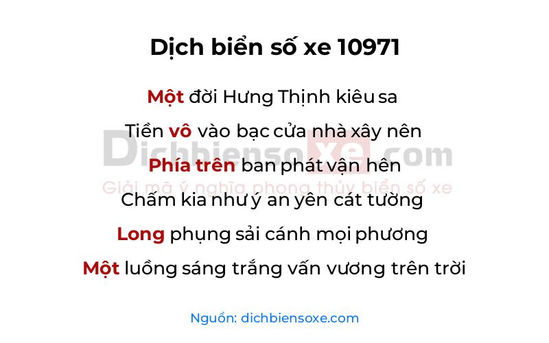 Dịch thơ biển số 10971