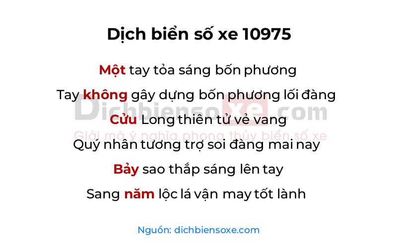 Dịch thơ biển số 10975