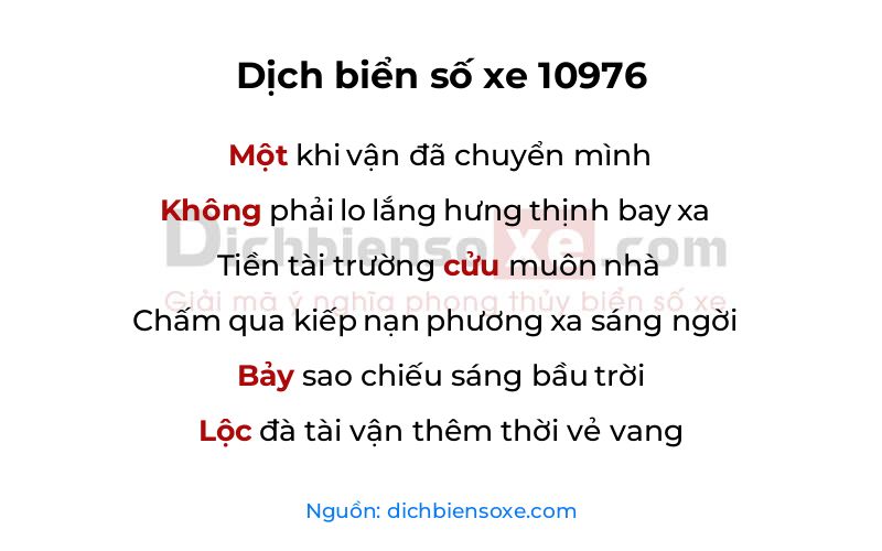 Dịch thơ biển số 10976