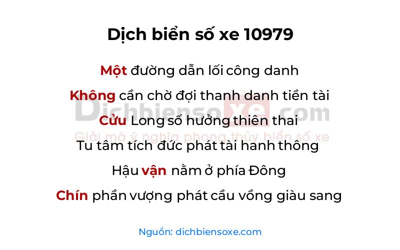 Dịch thơ biển số 10979