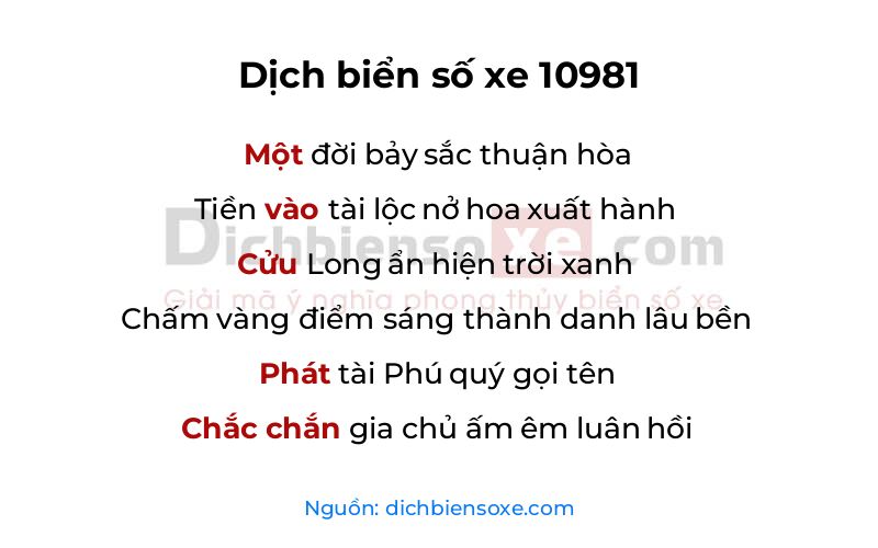 Dịch thơ biển số 10981