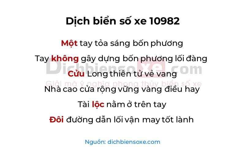 Dịch thơ biển số 10982