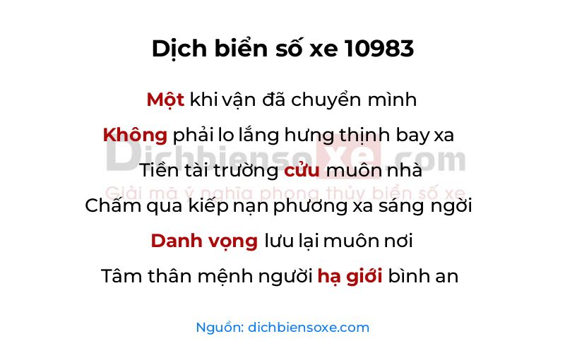 Dịch thơ biển số 10983