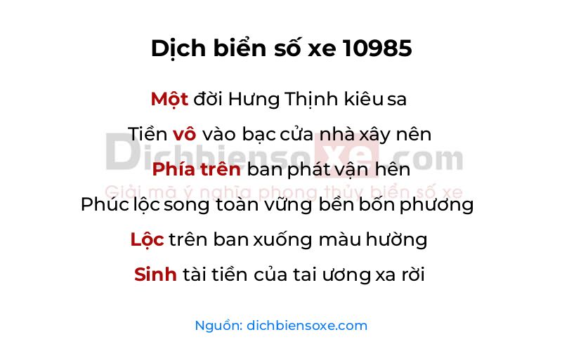 Dịch thơ biển số 10985