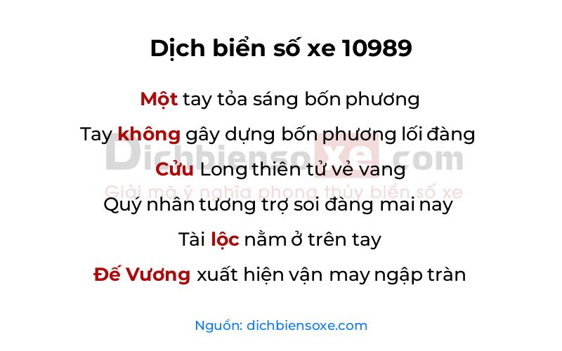 Dịch thơ biển số 10989