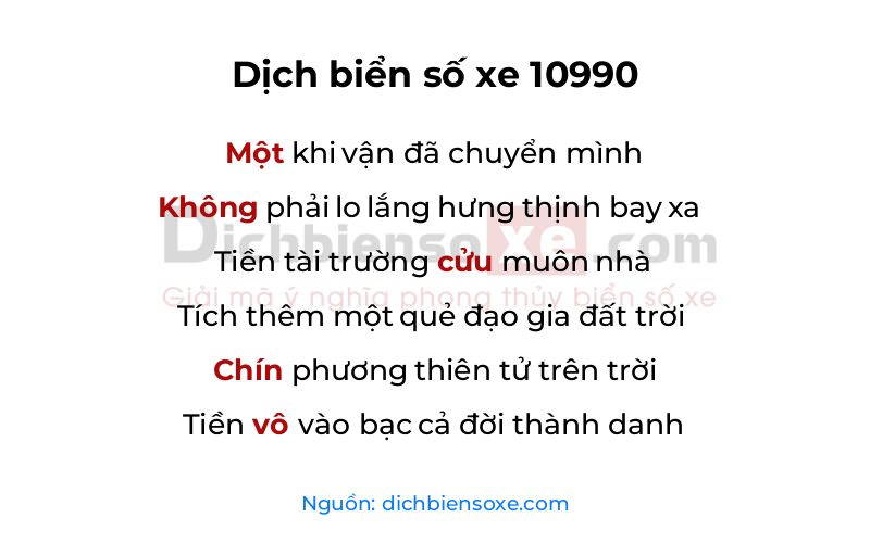 Dịch thơ biển số 10990