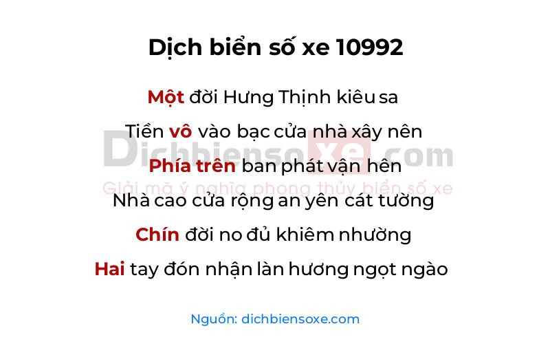 Dịch thơ biển số 10992