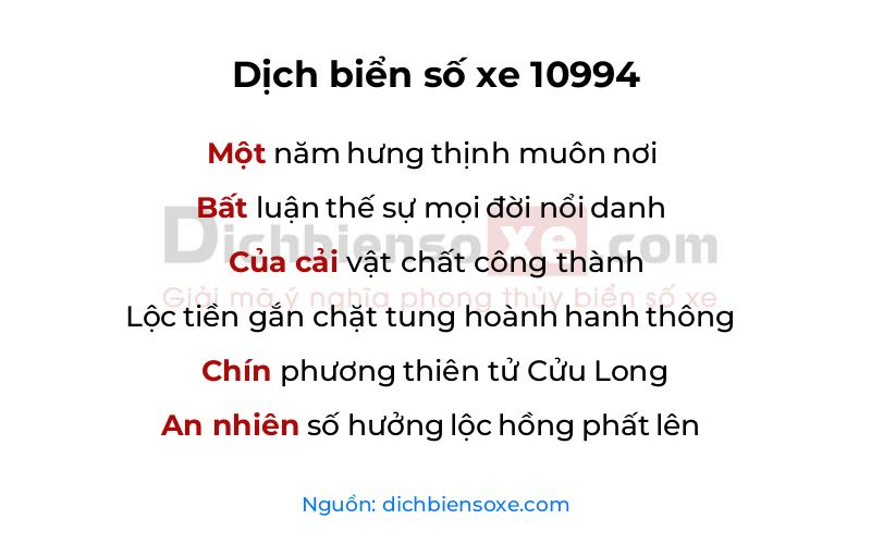 Dịch thơ biển số 10994