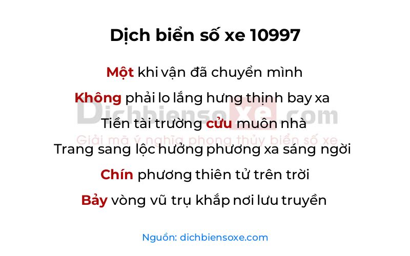Dịch thơ biển số 10997