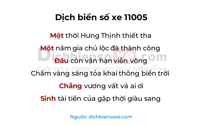 Dịch thơ biển số 11005