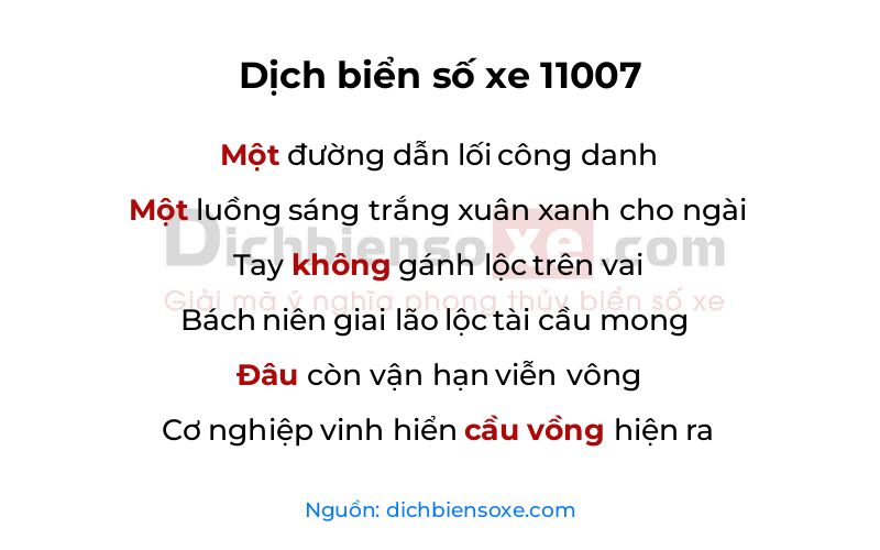 Dịch thơ biển số 11007