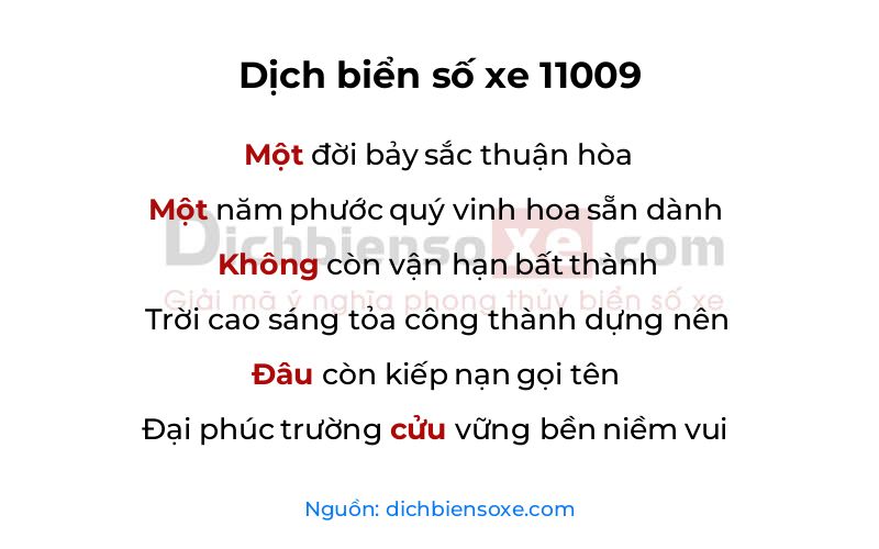 Dịch thơ biển số 11009