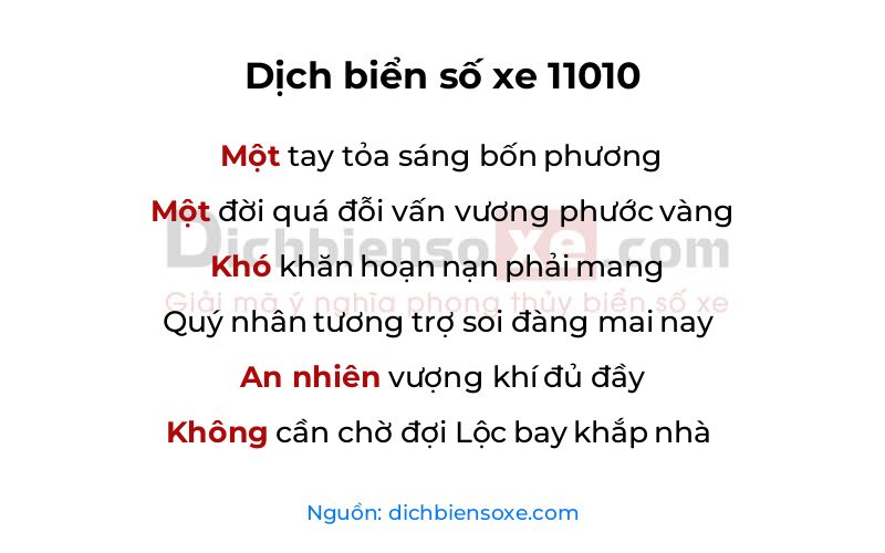 Dịch thơ biển số 11010