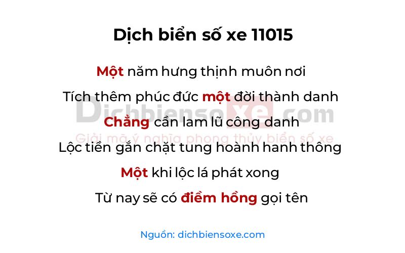 Dịch thơ biển số 11015
