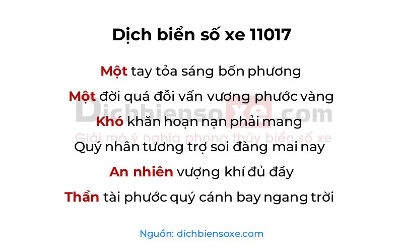 Dịch thơ biển số 11017