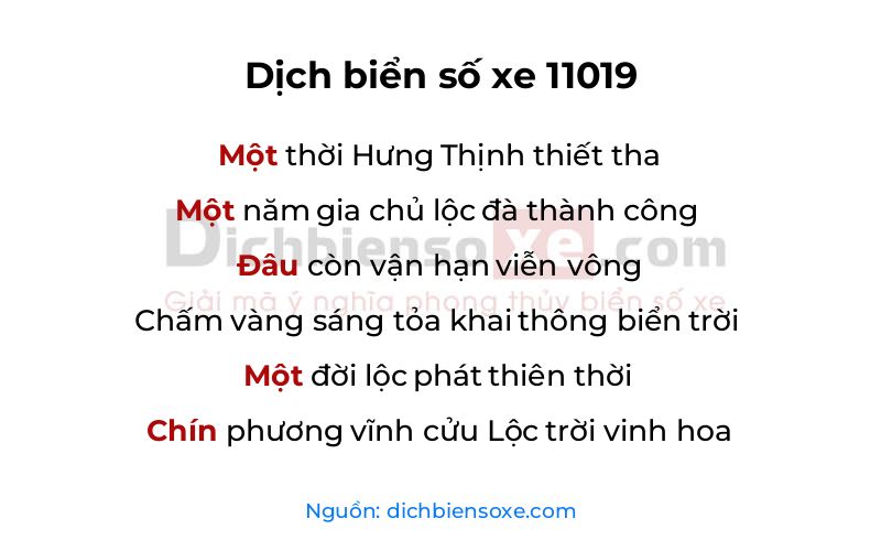 Dịch thơ biển số 11019