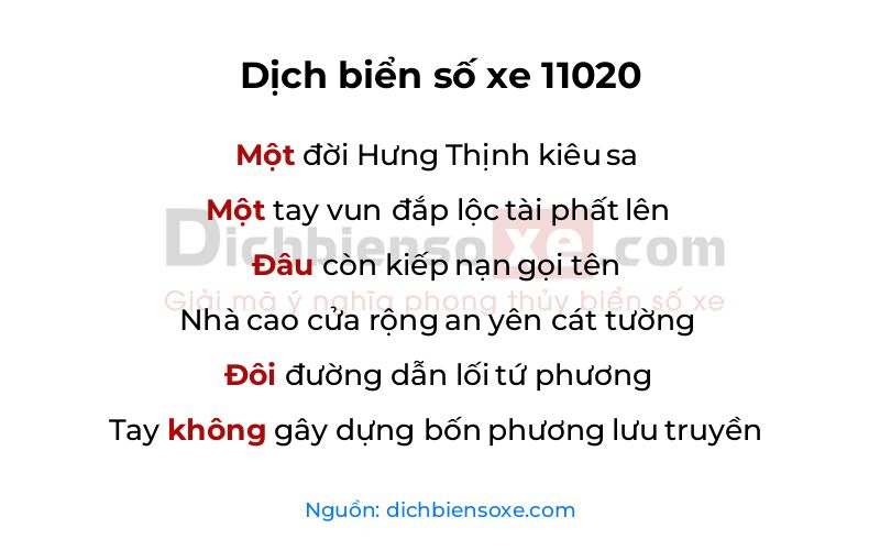 Dịch thơ biển số 11020