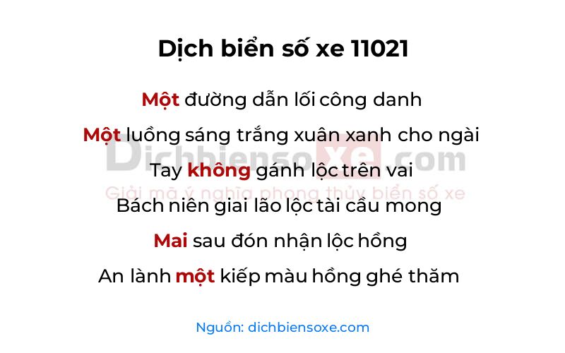 Dịch thơ biển số 11021