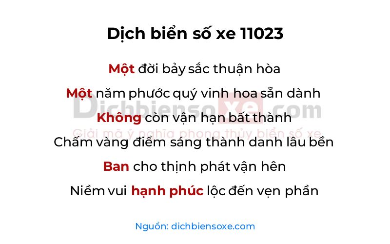 Dịch thơ biển số 11023