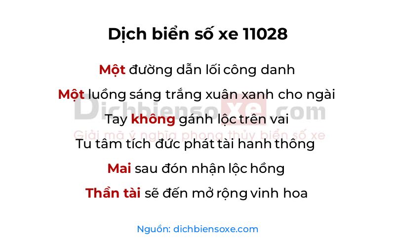 Dịch thơ biển số 11028