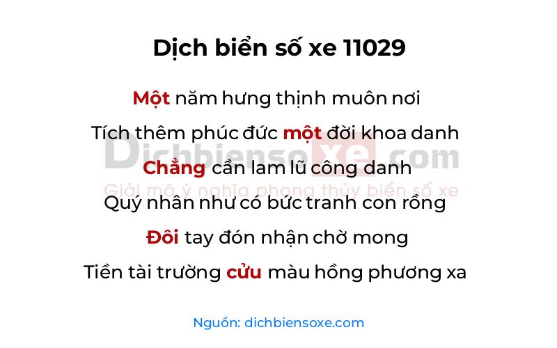 Dịch thơ biển số 11029