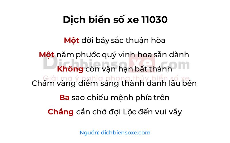 Dịch thơ biển số 11030