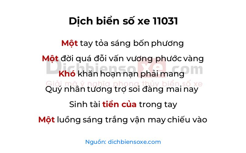 Dịch thơ biển số 11031