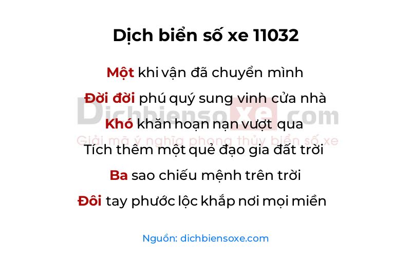 Dịch thơ biển số 11032