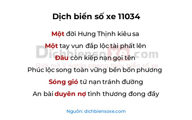 Dịch thơ biển số 11034